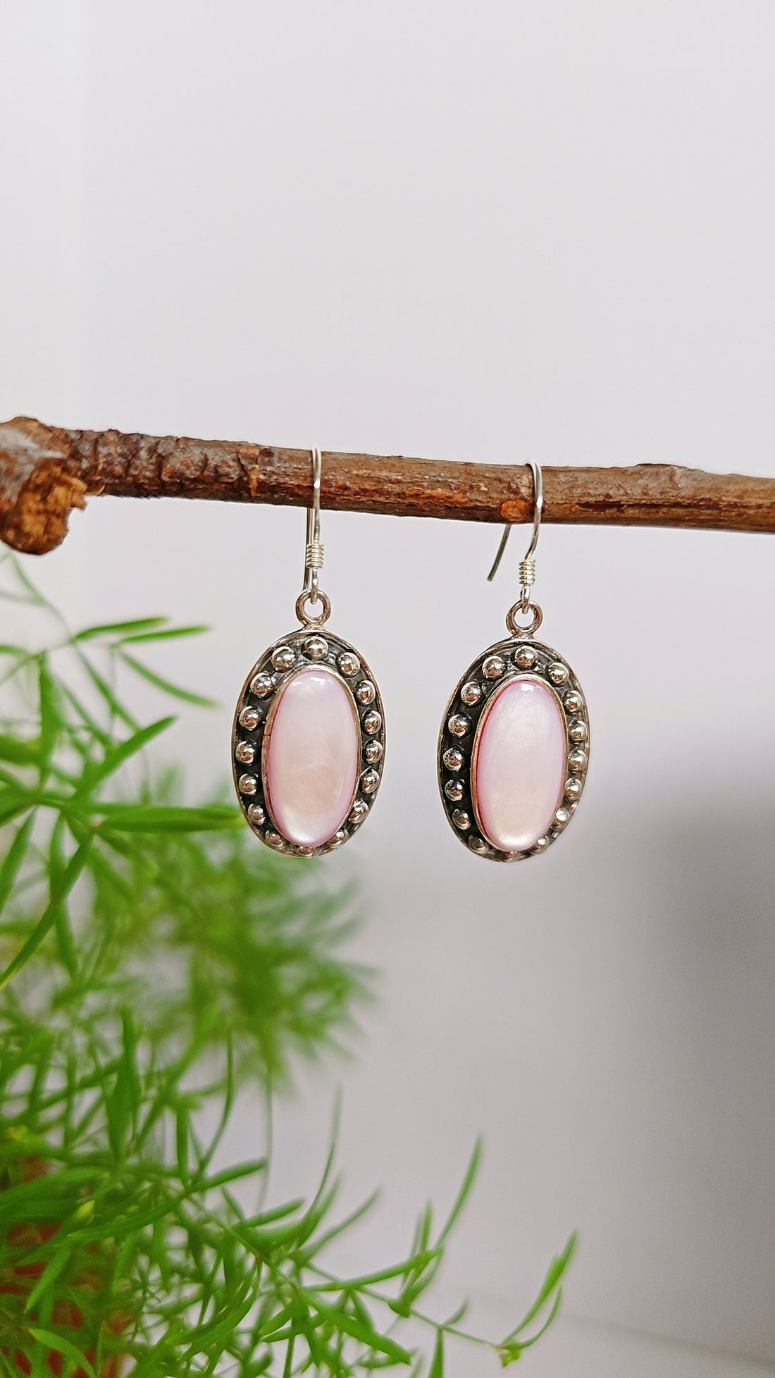 Mother of Pearl Beaded Drop Earrings