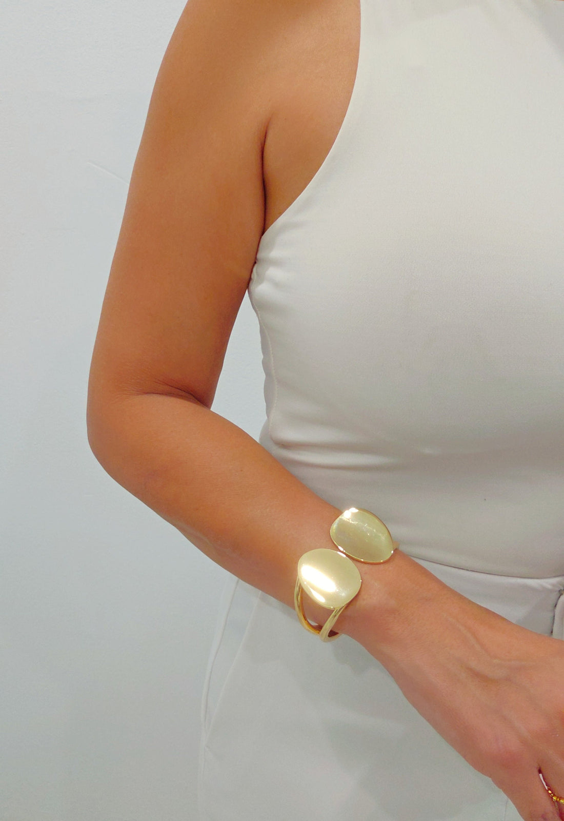 Bold Chunky Geometric Gold Bangle