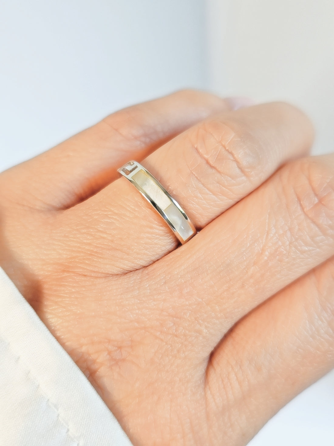 Sterling Silver Mother of Pearl Band