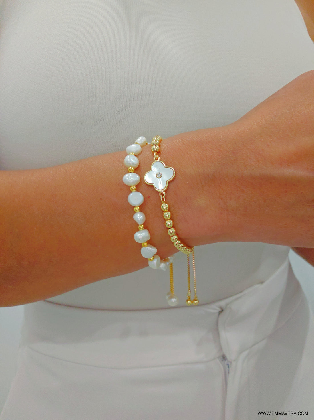 Genuine Fresh Water Pearl Slider Bracelet