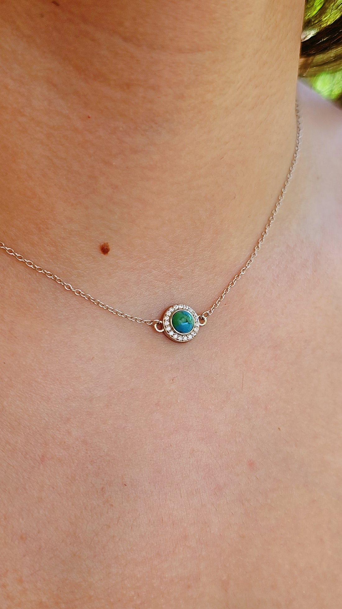 Sterling Silver Adjustable Halo Pendant Necklace