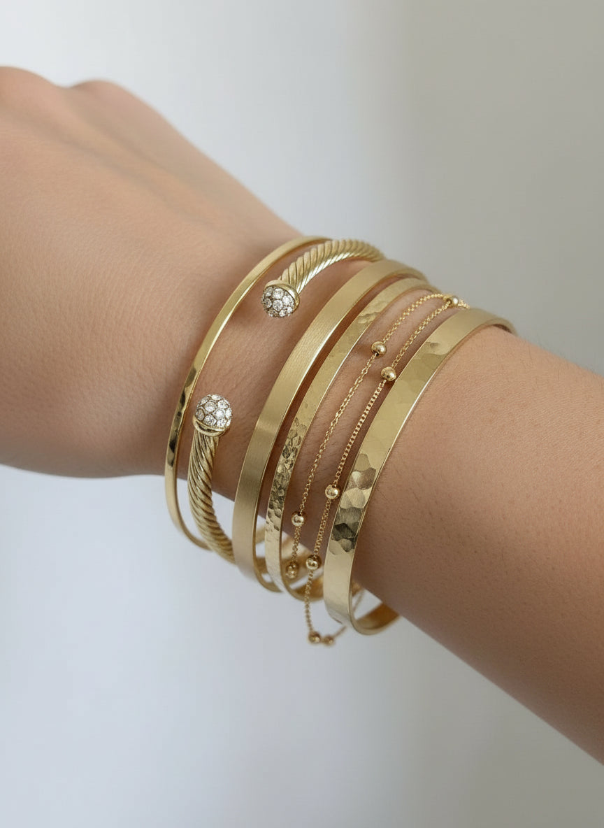 Gold Dome Crystal Bangle Bracelet