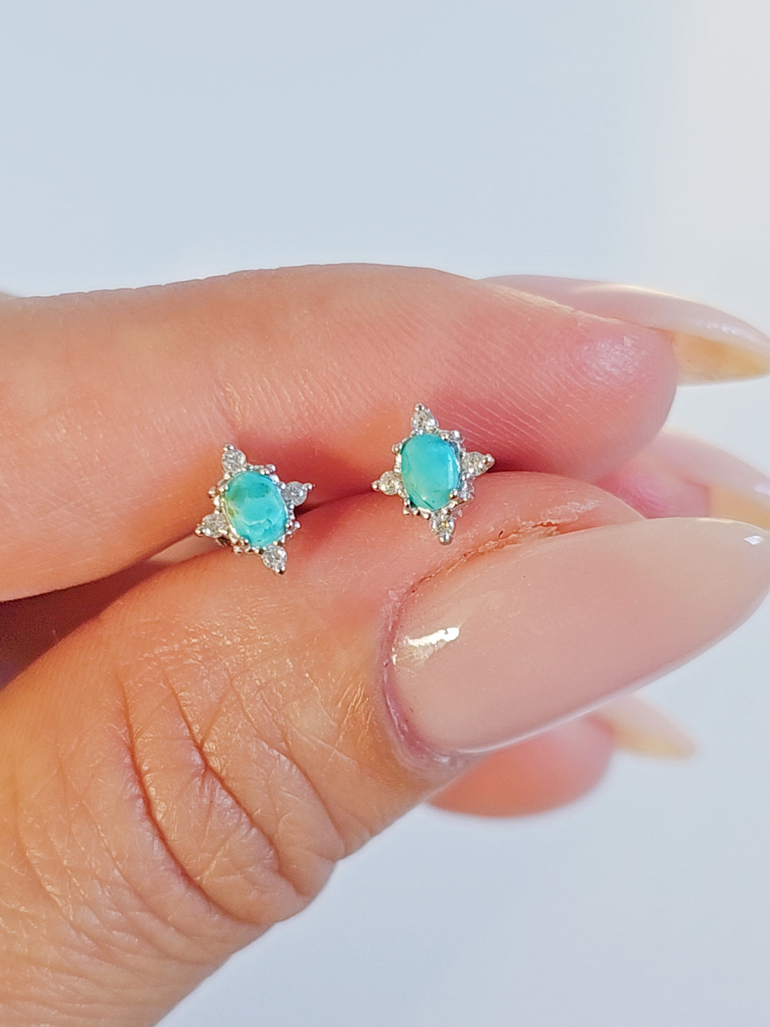 Sterling Silver Starburst Turquoise Earrings