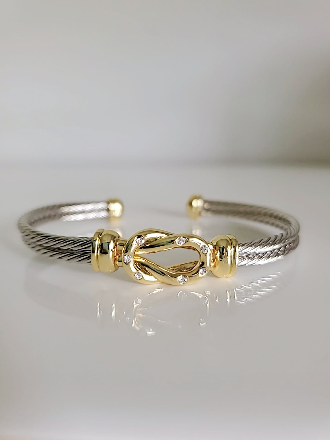 Reef Knot 18K Gold filled Silver cable bracelet