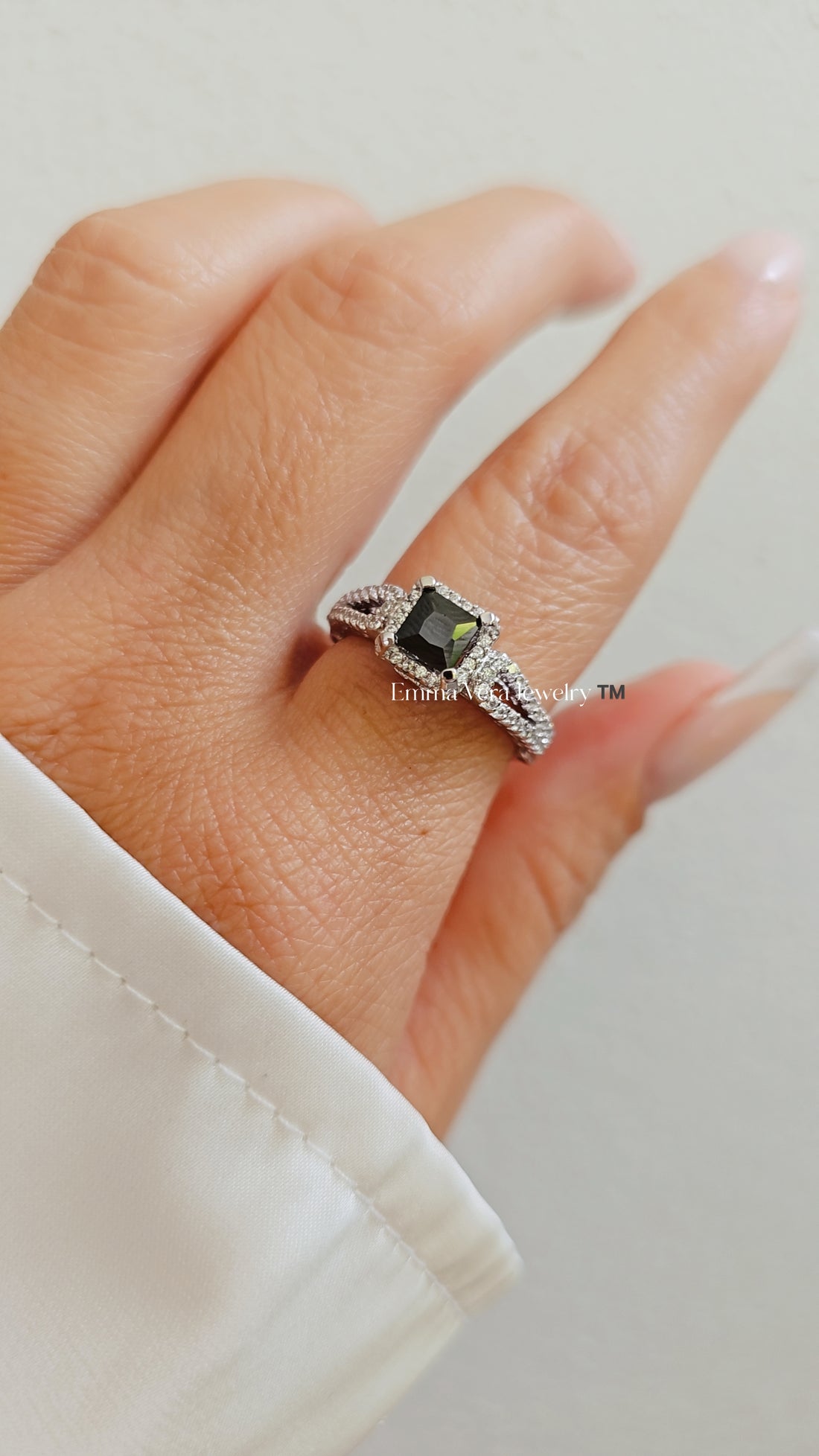 Sterling Silver Princess Cut Sapphire ring