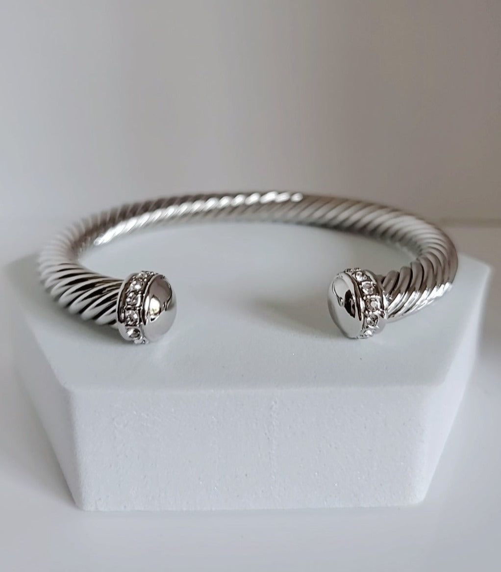 Open Silver Large Statement Bangle