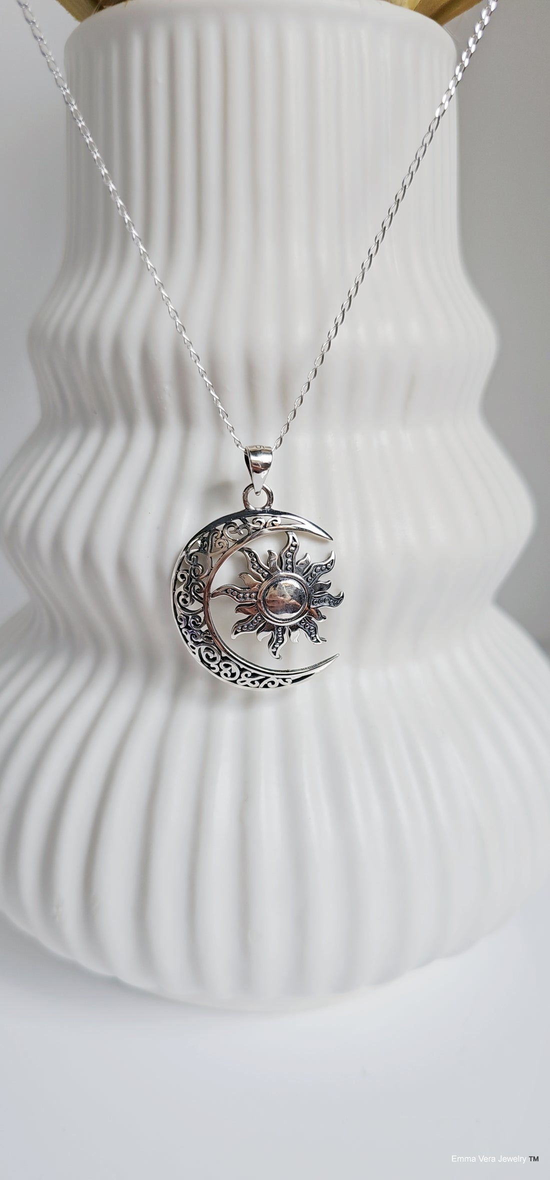 Sterling Silver Moon and Sun Celtic Pendant