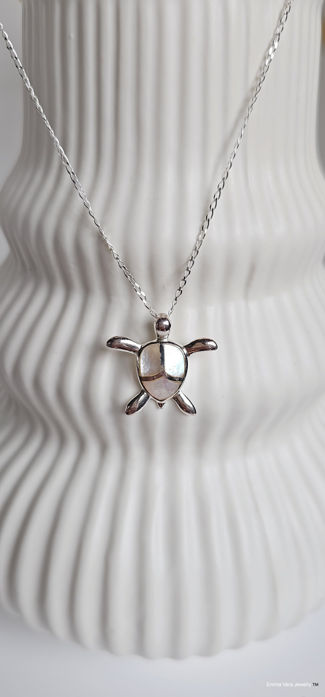 Turtle Mother of Pearl Pendant Necklace