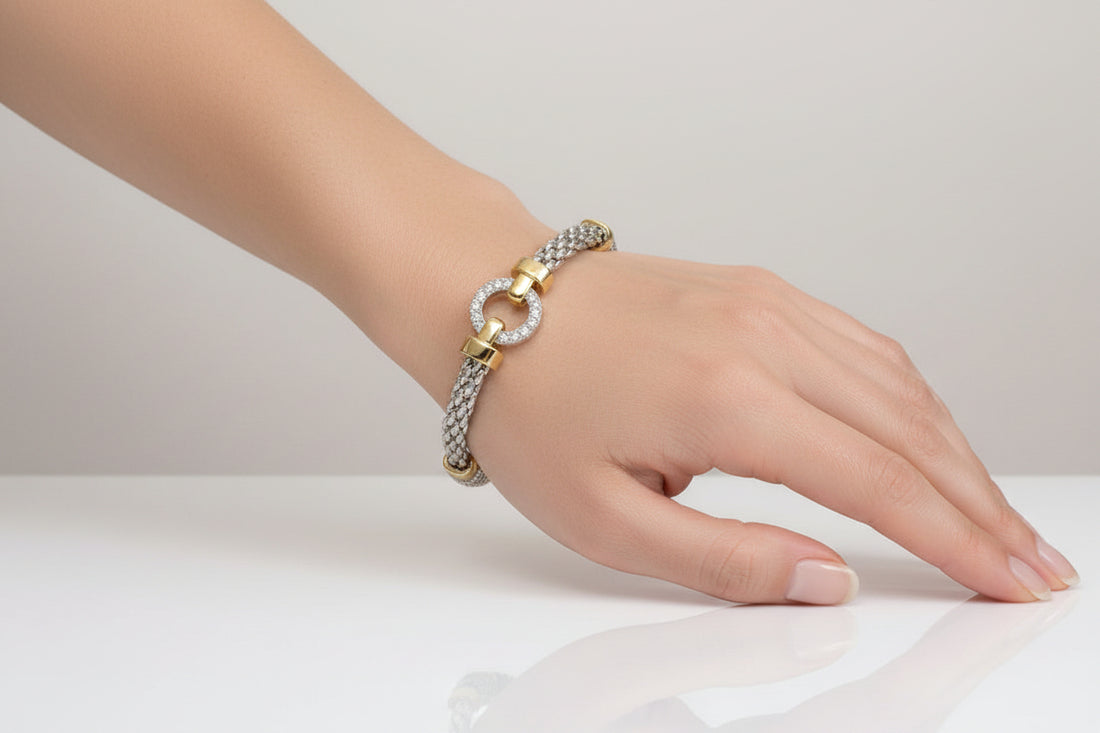 Statement Halo Two Tone O Bracelet
