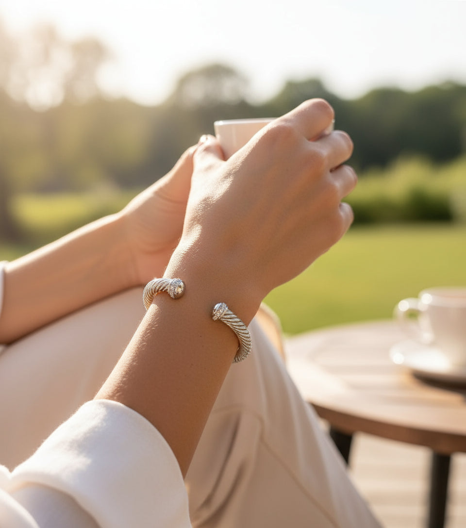 Silver Large Statement Bangle Bracelet