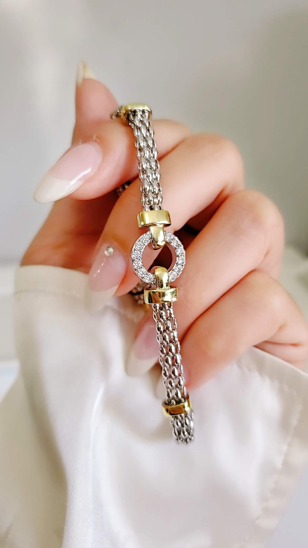 Gold Silver Statement Halo O Bracelet