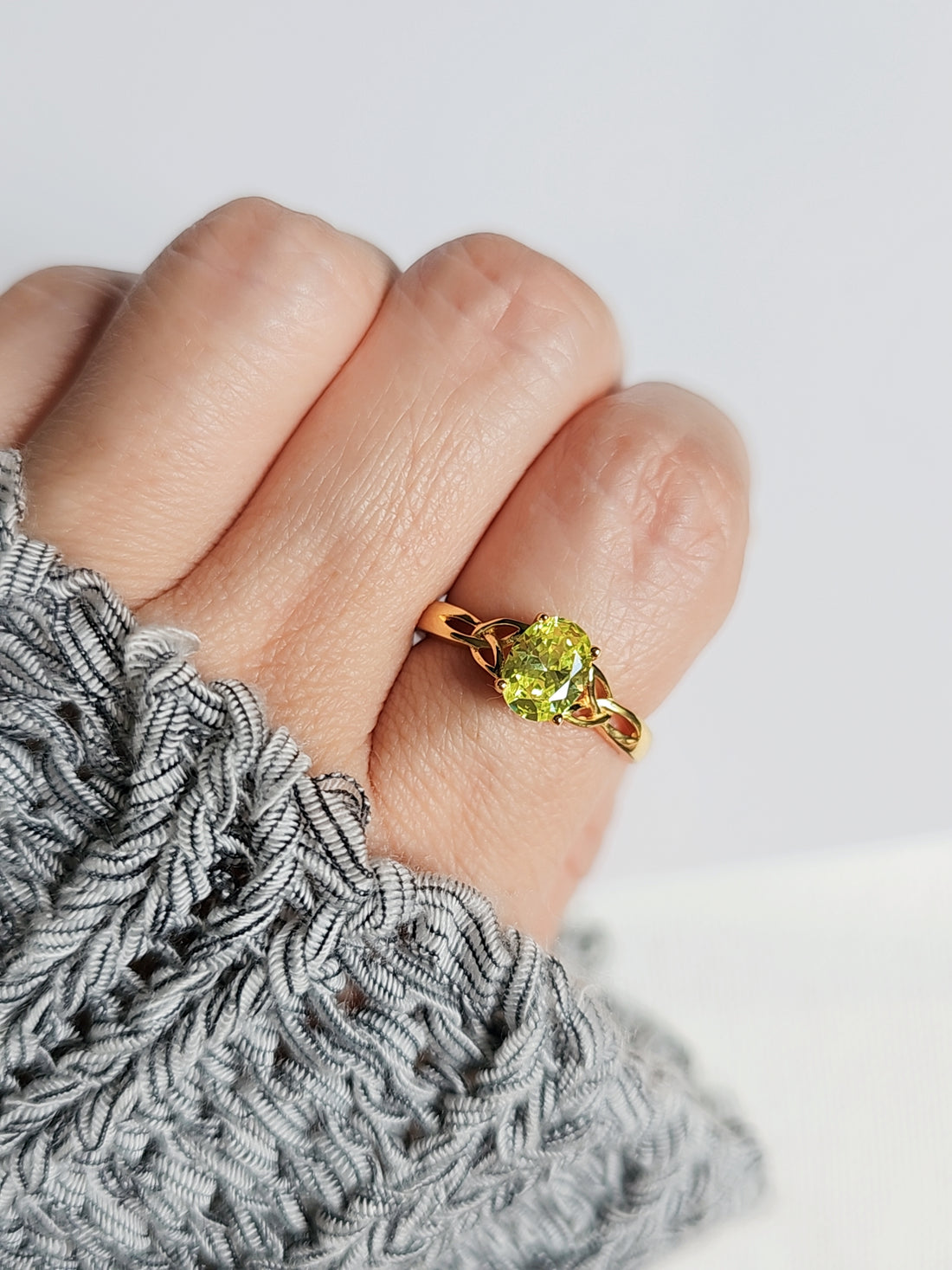 Gold Plated 925 Celtic Peridot Ring