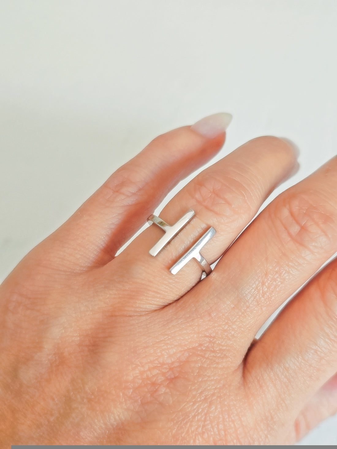 Sterling Silver Double T Bar Ring