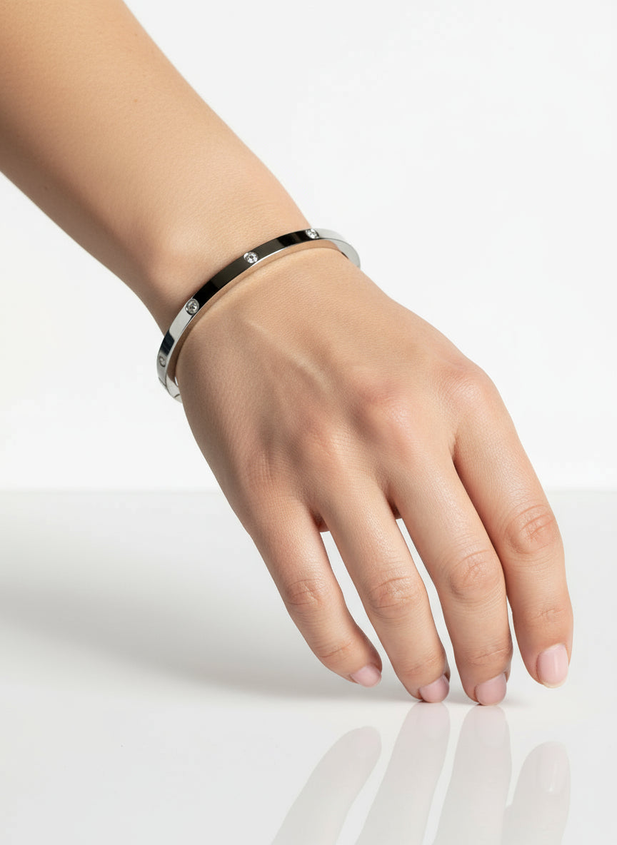 Statement Silver Bangle Bracelet