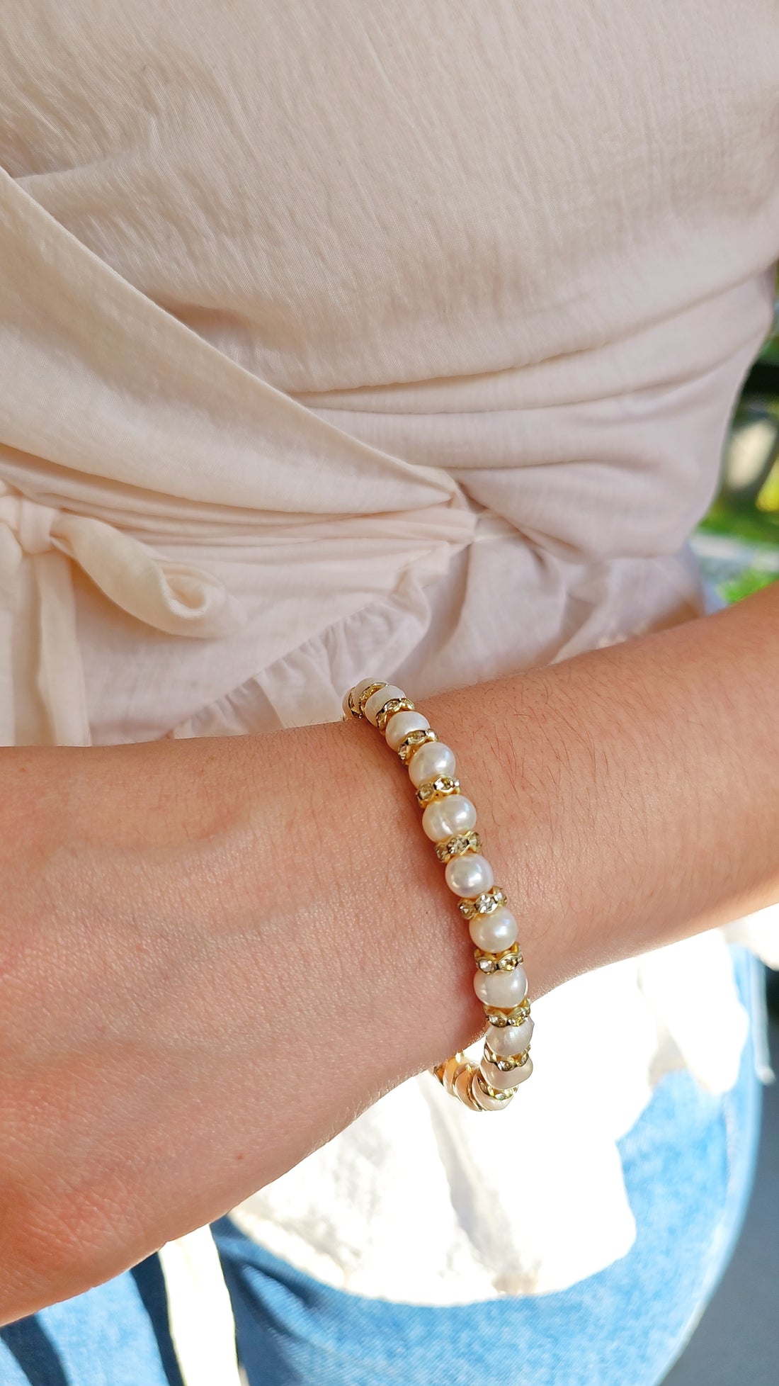 Genuine Fresh Water Pearl Slider Bracelet