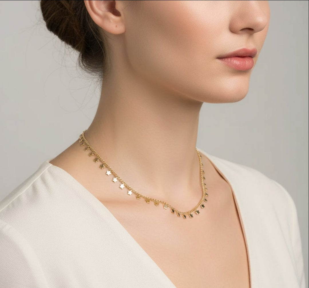 Gold Filled Layering Choker Stars Necklace