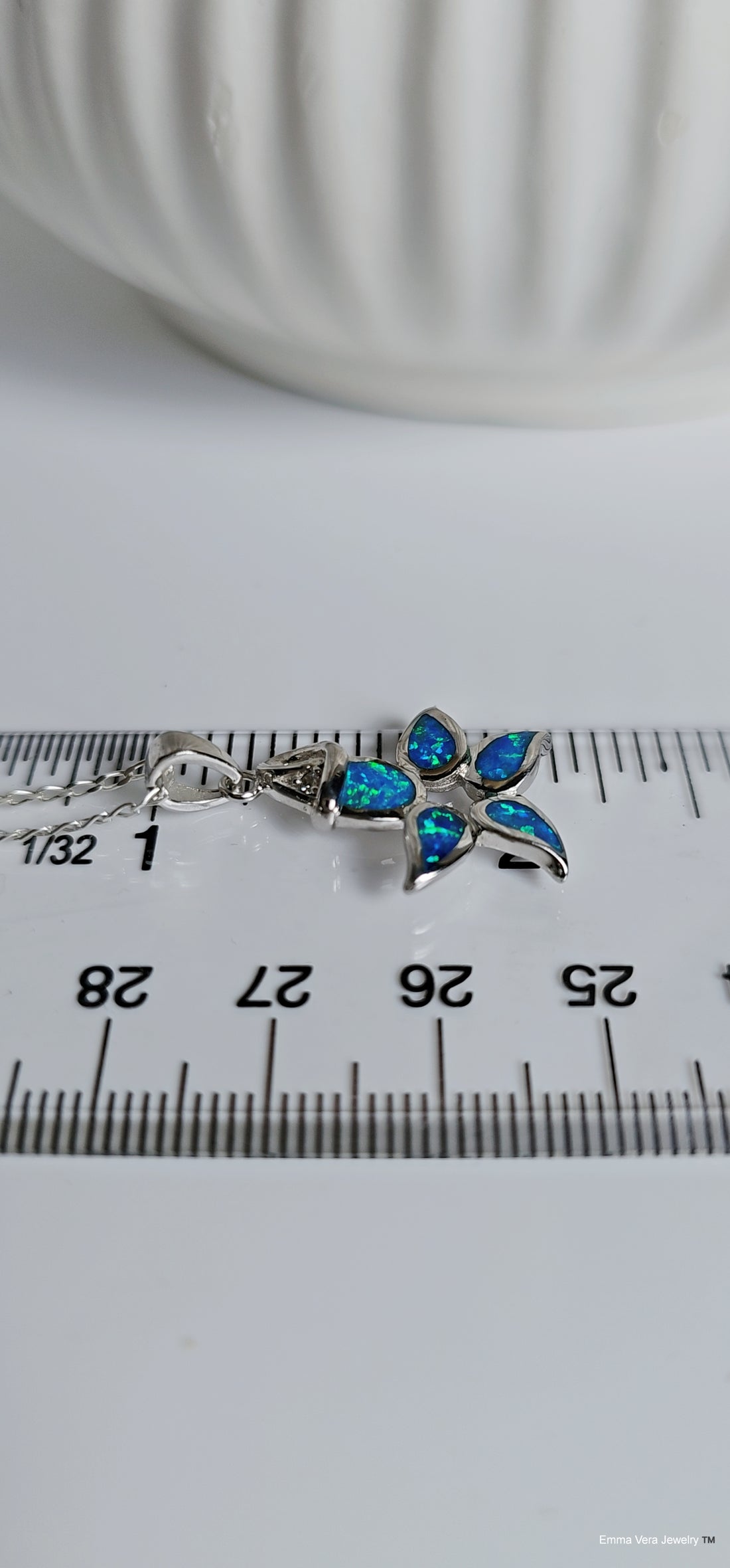Sterling Silver Blue Opal Sea Star Pendant Necklace