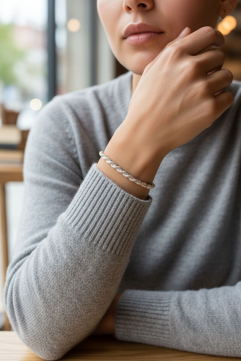 Sterling Silver 925 Rope Chain Bracelet