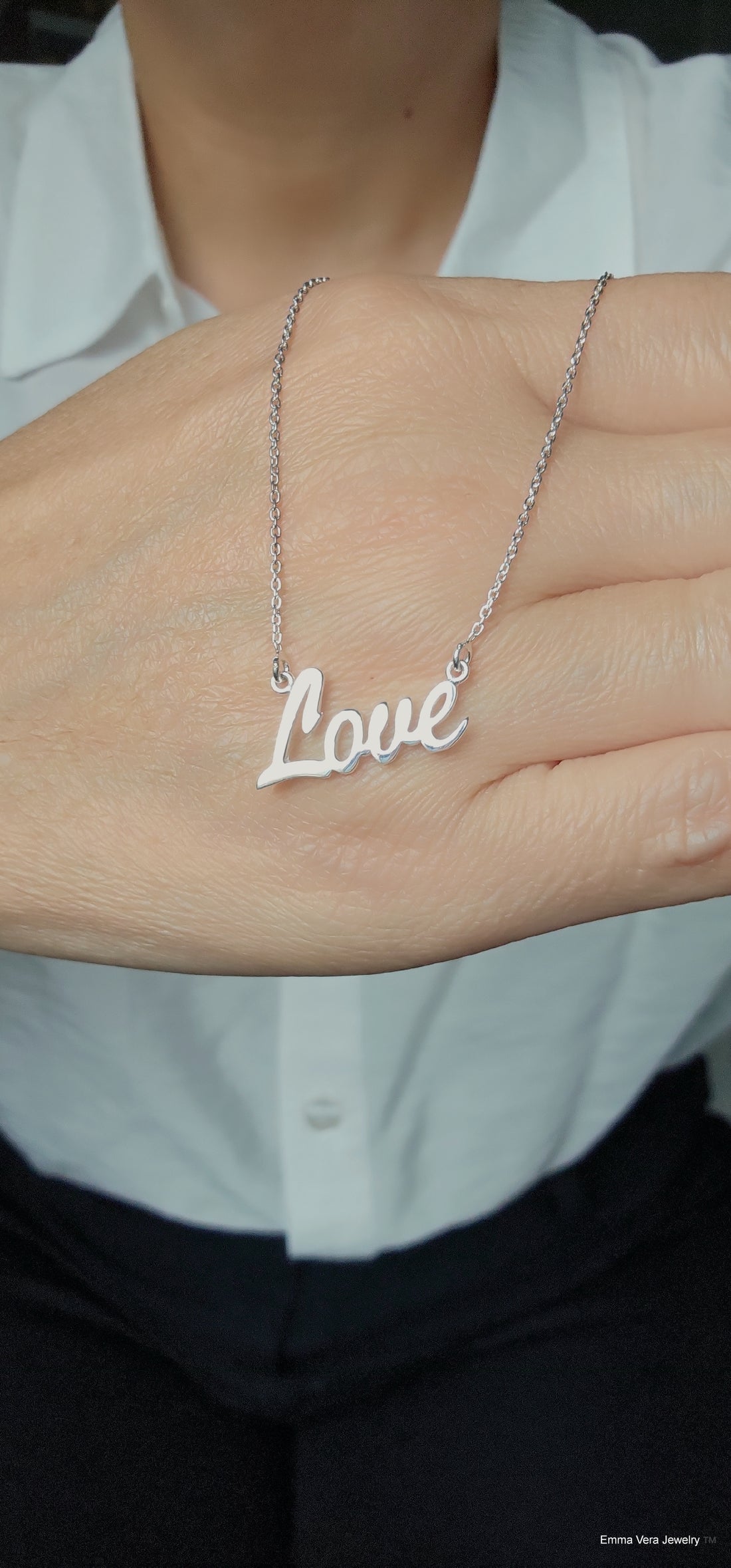 Love Script Sterling Silver Necklace Chain