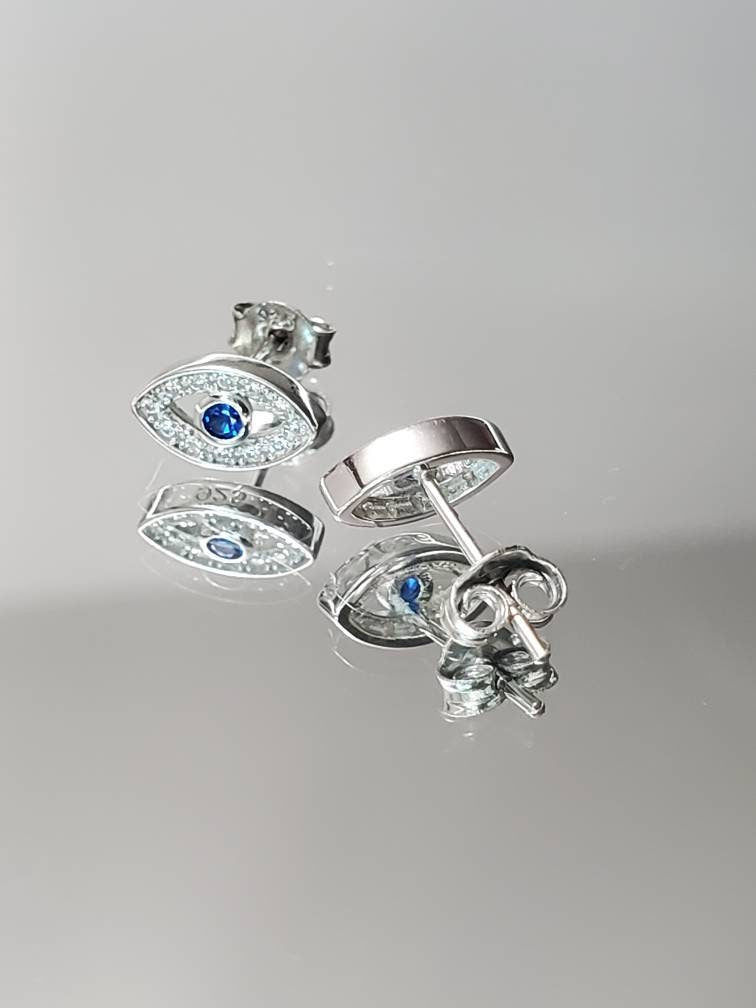 Sterling Silver Evil Eye Earrings