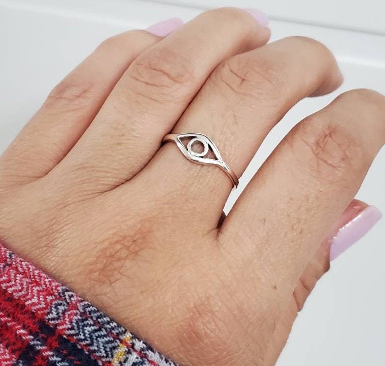 Eye Protection Sterling Silver Thin Ring