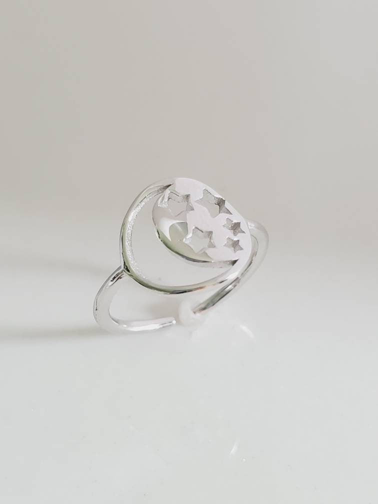 Moon and Stars Sterling Silver Celestial Toe Ring