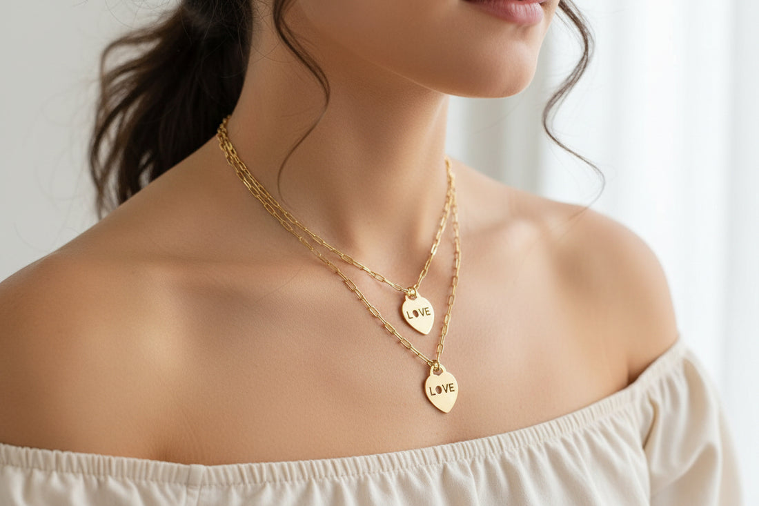 Gold Heart Statement Pendant Chain