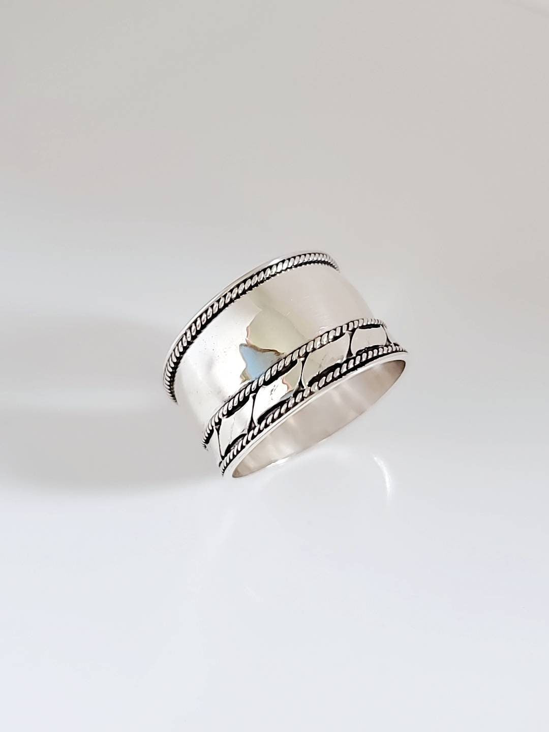 Sterling Silver Thin Wide Band