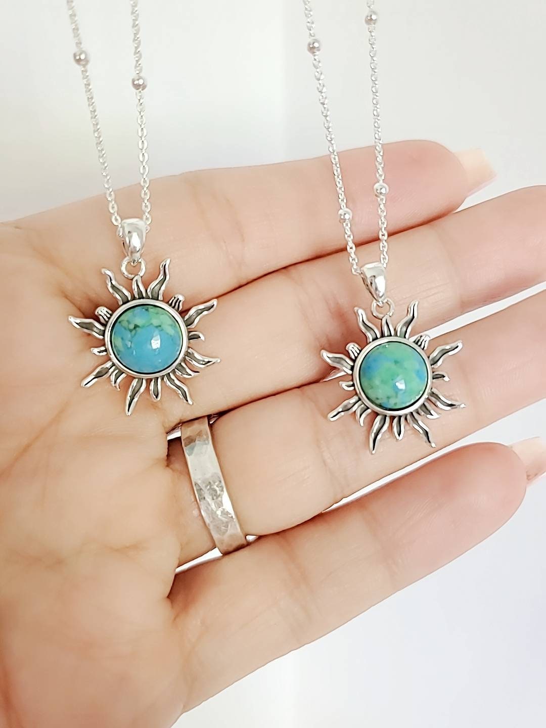 Sterling Silver Turquoise Sun Pendant