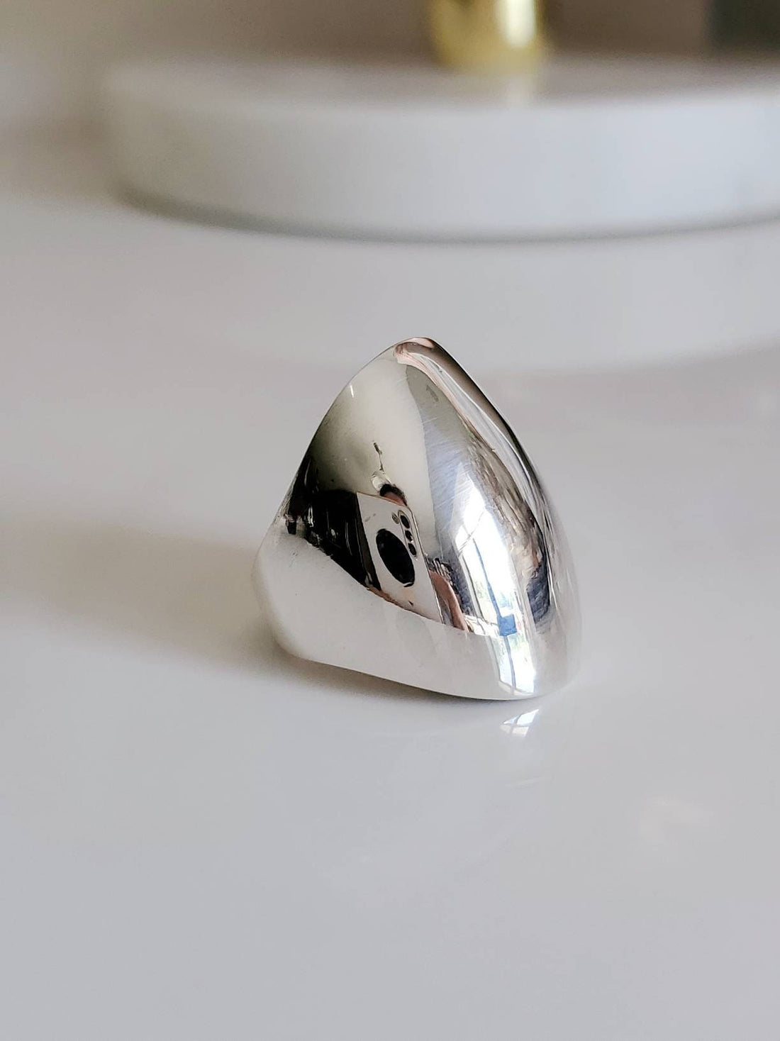 Art Deco Sterling Silver Bold Dome Ring