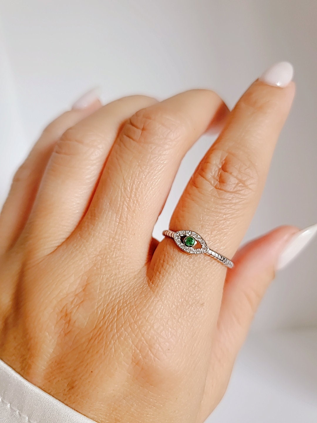 Sterling Silver Emerald Eye Ring